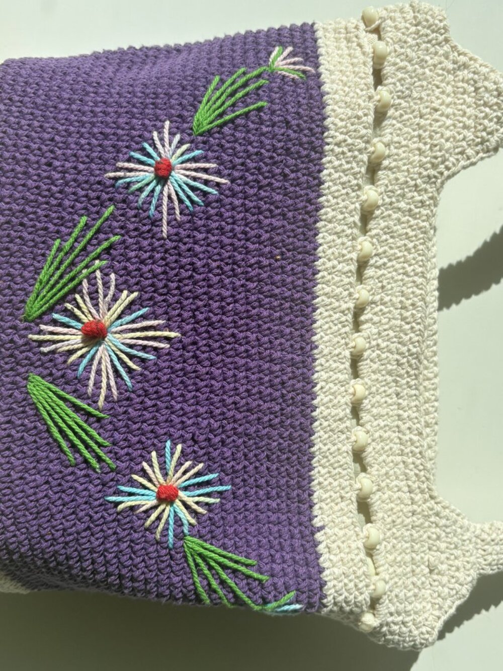 cute crochet embroidered tote bag - Picture 12 of 13
